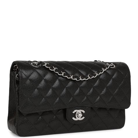 chanel medium classic flap black caviar silver hardware